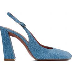 Nubuck - Women Heels & Pumps Amina Muaddi Blue Sling Suede Heels Denim IT