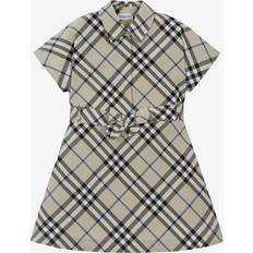 Checkered Dresses Burberry Childrens Check Cotton Shirt Dress Lichen 10Y