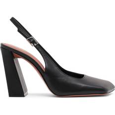 Beige - Block Heel Heels & Pumps Amina Muaddi Charlotte black leather sling pumps