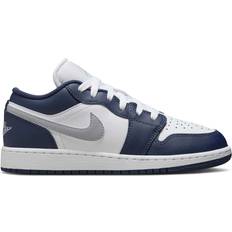 Bleu Chaussures Enfant Nike Air Jordan 1 Low GS - White/Midnight Navy/Wolf Grey