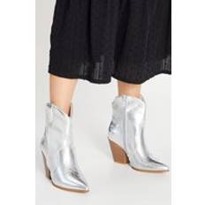 Silver Boots Faith Montie Stitched Western Cowboy Ankle Boots Silver