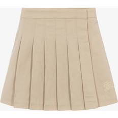 Beige Skirts Burberry Childrens Pleated Cotton Blend Skirt Pale Stone 12Y