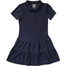 Square Dresses Children's Clothing French Toast Toddler Girls Short Sleeve Ruffle Pique Polo Dress Navy 3T