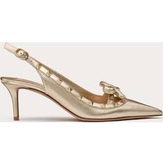 Valentino Garavani Heels & Pumps Valentino Garavani ROCKSTUD BOW SLINGBACK PUMPS IN LAMINATED NAPPA LEATHER AND 60MM TONE STUDS Wo PLATINUM