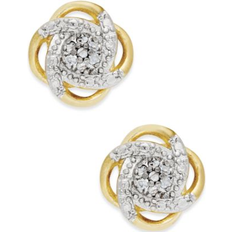 Macy's Earrings Macy's Diamond Love Knot Stud Earrings in Sterling Silver or 18k Gold-Plated Sterling Silver 1/10 ct. t.w. Gold