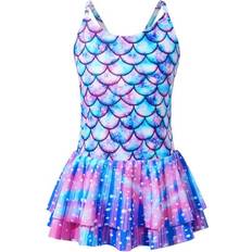 Purple Swimwear vastwit Sold by: Vastwit, vastwit Kids Girls Mermaid Swimsuit Colourful Swimming Dress with Built-in Shorts One Piece Swimwear Purple 9-10