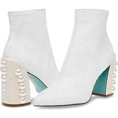 Platform Ankle Boots Betsey Johnson Women's Heel Evening Booties Ivory 7.5M