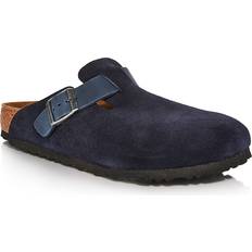 Blue - Men Clogs Birkenstock Boston Mixed Leather Mules - Navy