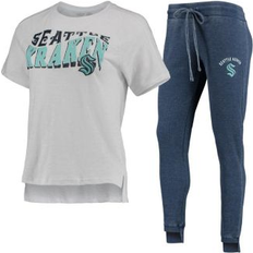 Blue Pajamas Concepts Sport Women's Deep Sea Blue, White Seattle Kraken Resurgence Slub Burnout Raglan T-shirt and Joggers Sleep Set Deep Sea Blue, White Deep Sea Blue/White Small