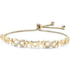 Bracelets PalmBeach jewelry genuine diamond accent gold-plated silver "mom" bolo bracelet White