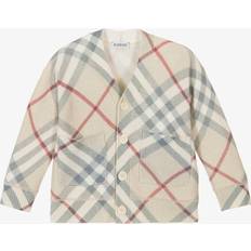 Wool Cardigans Children's Clothing Burberry Childrens Check Wool Cardigan Pale Stone 14Y