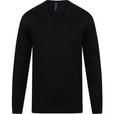 Cashmere - Men Jumpers Henbury Herren, Pullover, Sweatshirt VAusschnitt, Schwarz