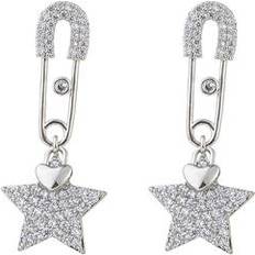 Eye Candy LA Luxe Collection CZ Safety Pin Star Dangle Earrings