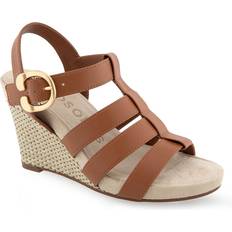 Heeled Sandals Aerosoles Paige Wedge Sandal Women's Tan Sandals Fisherman