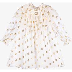 Gold Dresses Patachou Girls Ivory & Gold Dot Silk Chiffon Dress