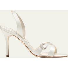 Manolo Blahnik Satin Stilet Sandaler - Beige
