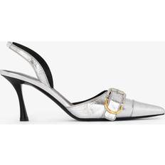 Givenchy Heels & Pumps Givenchy Voyou Slingbacks In Laminated Leather - Silver