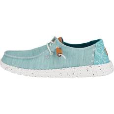 Turquoise - Women Trainers Hey Dude Wendy Heathered Slub Tropical Slip On Shoes - Blue