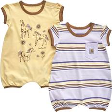 Children's Clothing Carhartt Baby's Cotton Girls' Two-Piece Short-Sleeve Horse Romper Set Infant Lavender 24M Aj