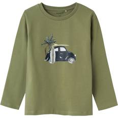 Dinosaurier Blusar & Tunikor Barnkläder Name It Oil Green Hartvig T-Shirt