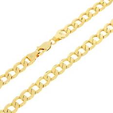 14K Yellow Gold Italian Cuban Chain Link Pendant Necklace