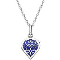 Oro Bianco Collane C. W. Sellors 18ct White Gold Lapis Lazuli Flore Filigree Heart Necklace