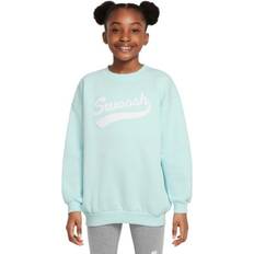 Polyester Sweatshirts Nike Girls' Sportswear Club Fleece Swoosh Crewneck Sweatshirt Glacier Blue