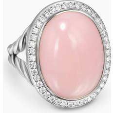 David Yurman Rings David Yurman Albion Oval Ring in Sterling Silver with Pink Opal and Diamonds