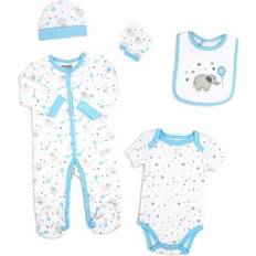 9-12M Nightwear Tendertyme Stories Trading Company Baby 5-pc.Layette Set, Newborn-3 Months, Blue Newborn-3 Months