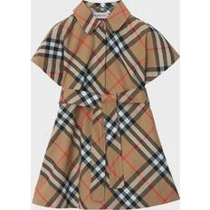 Childrens Check Cotton Shirt Dress Sand 12Y