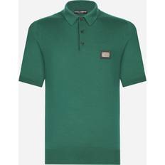 Wolle Poloshirts Dolce & Gabbana Poloshirt Aus Mit Logoplakette Mann Strickwaren Gr�n