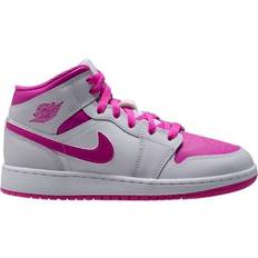 Pink Children's Shoes Nike Air Jordan 1 Mid GS - Iris Whisper/White/Fire Pink