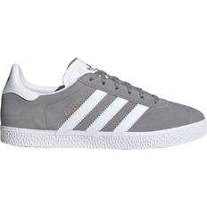 Adidas Grey Trainers adidas Junior Gazelle Shoes - Grey Three/Cloud White/Gold Metallic