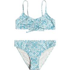 Bikinis Children's Clothing Roxy Girls' Fresco Tile Bralette Bikini Set, 10, Blue