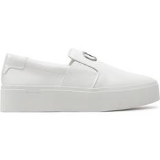 Calvin Klein Leather Platform Slip-On Shoes White