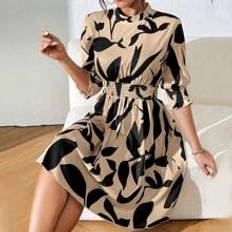 Green - Wrap Dresses Shein Womens Plant Printed Wrap Style Waist Belted Dress