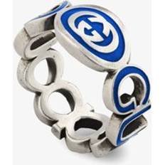 Gucci Blue Jewellery Gucci Interlocking Blue Enamel Ring YBC753640002012 Silver