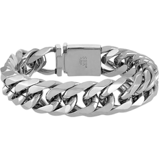 Stainless Steel Bracelets Esquire Polished Wide Curb Link Bracelet - Silver