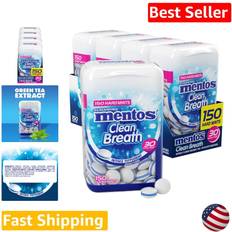 Mentos Clean Breath Sugarfree Hard Mint 150pc Intense Peppermint Pack of 4