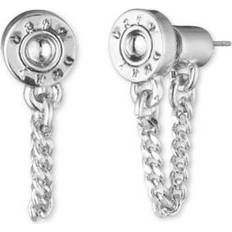 DKNY Earrings DKNY Silver Tone Rivet Chain Front Back Earrings Rhodium One Size