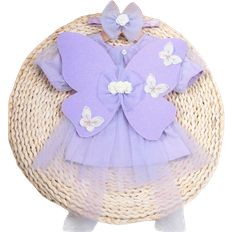 Shein Baby Girl Photography Outfit Butterfly Wings And Net Yarn Skirt, Perfect For 30th/100th Day Celebration