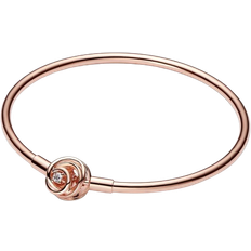 Pandora Moments Encircled Clasp Bangle - Rose Gold/Transparent