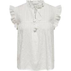 XXS Blusen Only Embroidery Sleeveless Top - White/Cloud Dancer