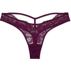 Victoria's Secret Shine Strap Cut Out Back Lace Thong Panty - Grape Soda