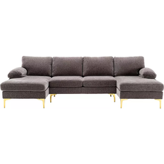 Simplie Fun Accent Grey Sofa 110" 4 Seater