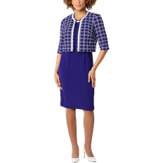 Dresses JC Penney Maya Brooke Pearl Trim Jacket Dress - Royal Blue/White