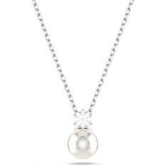 Swarovski Charms & Vedhæng Swarovski Matrix Anhänger Kristallperle Rundschliff - Weiß/Rhodiniert