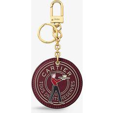 Red Keychains Cartier Burgundy Leather Medallion Keyring 1 BURGUNDY