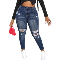 3XL Jeans Shein Privé Plus Size Women's Ripped Skinny Jeans