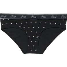 PINK Logo Hiphugger Panty - Pure Black Script Heart P Print